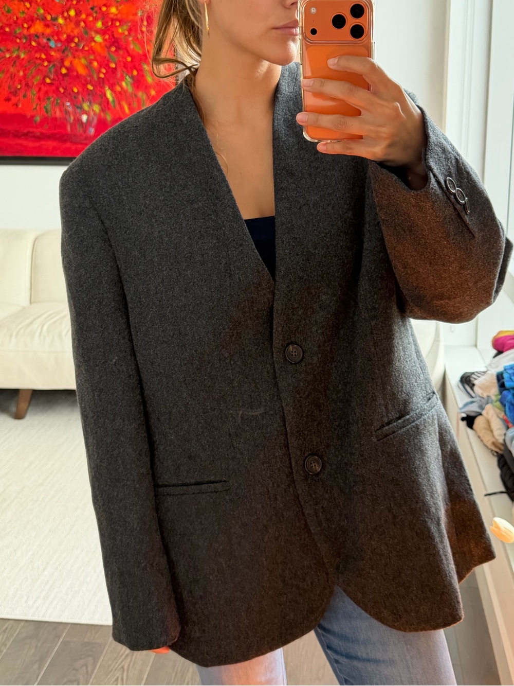 FACADE PATTERN 100% Wool Charcoal Blazer Jacket Size M NWOT